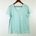  V-neck Pajama Top, Light Blue Solid, Medium