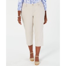 Charter Club Womens Beige Denim Slimming Petite Capri Pants