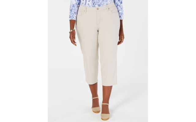  Womens Beige Denim Slimming Petite Capri Pants