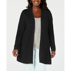Charter Club Womens Black Long Sleeve Open Cardigan Sweater