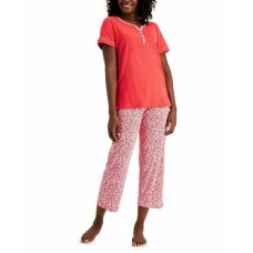 Charter Club Women’s Cotton Capri Pajama Set (Red, Medium)