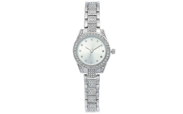  Women’s Crystal Silver-Tone Bracelet Watch (27mm)