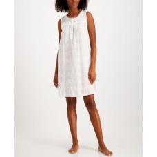 Charter Club Women’s Embroidered Sleeveless Nightgown (White, Large)