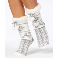 Charter Club Women’s Fair Isle Slipper Socks, Gray, Small/Medium