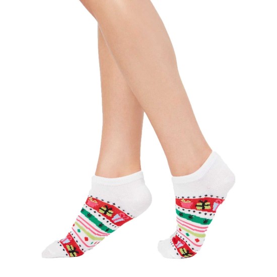  Women’s Gift Stripe Low-Cut Socks (Red/White, 9-11)