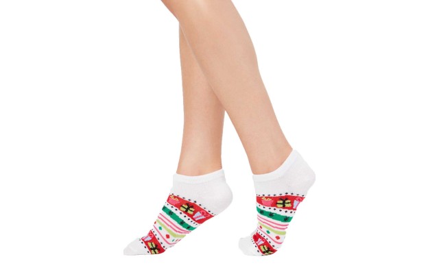  Women’s Gift Stripe Low-Cut Socks (Red/White, 9-11)