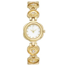 Charter Club Women’s Gold-Tone Pave Rose Heart-Link Bracelet Watch 20mm,