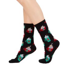 Charter Club Womens Hot Chocolate Crew Socks (Black, 9-11)