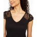  Women’s Lace Sleeve Short Nightgown (Black, X-Small)