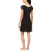  Women’s Lace Sleeve Short Nightgown (Black, X-Small)