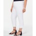  Womens Plus Chelsea Tummy Slimming Natural Waist Capri Pants, White, 16W