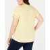  Womens Plus Crochet Trim Short Sleeve T-Shirt