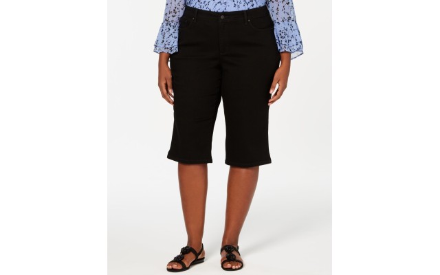  Womens Plus Denim Mid Rise Capri Jeans, Black, 14W