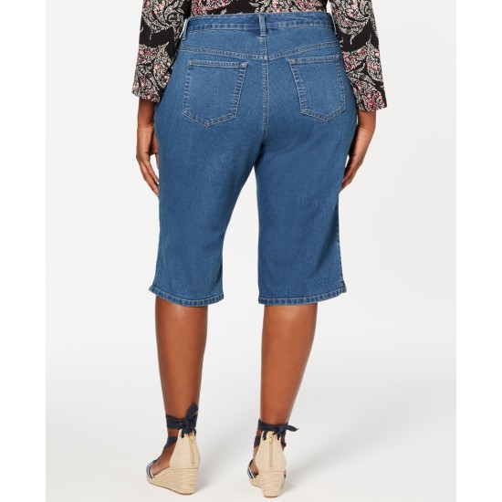  Womens Plus Denim Mid Rise Capri Jeans, Blue, 16W