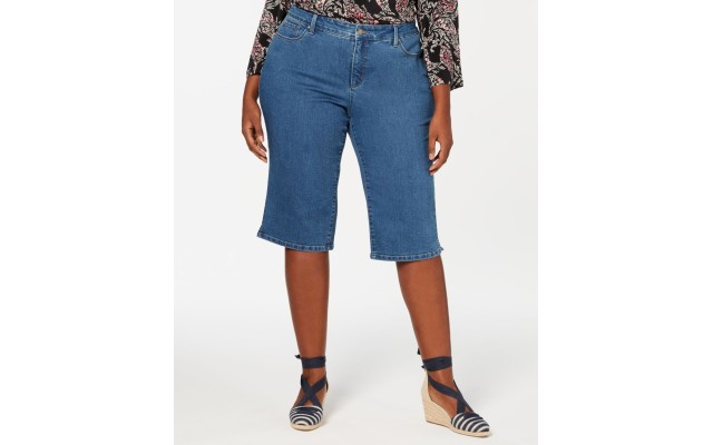  Womens Plus Denim Mid Rise Capri Jeans, Blue, 16W