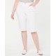  Womens Plus Denim Mid Rise Capri Jeans, White, 14W
