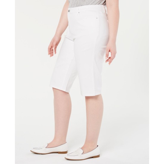  Womens Plus Denim Mid Rise Capri Jeans, White, 18W
