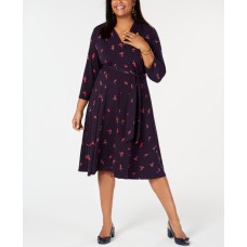 Charter Club Womens Plus Floral V Neck Midi Dress(Red Polka Dot, 3X)