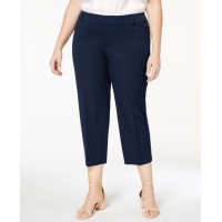 Charter Club Womens Plus Newport Slim Leg Tummy Slimming Cropped Pants, Blue, 28W