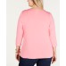 Charter Club Women's Plus Pima 3/4 Sleeves Boat Neck Buttons Casual Top, Pink, 2X
