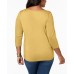 Charter Club Women's Plus Pima 3/4 Sleeves Boat Neck Buttons Casual Top, Yellow, 4X