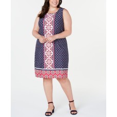 Charter Club Womens Plus Printed Sleeveless Shift Dress