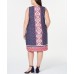  Womens Plus Printed Sleeveless Shift Dress, Dark Pink, 2X