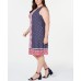  Womens Plus Printed Sleeveless Shift Dress, Dark Pink, 2X