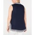  Women’s  Plus Size Woven Linen Sleeveless Top Blue Size 2X