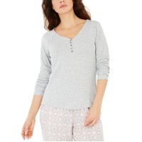 Charter Club Women’s Ribbed Pajama Top, Gray, XX-Large