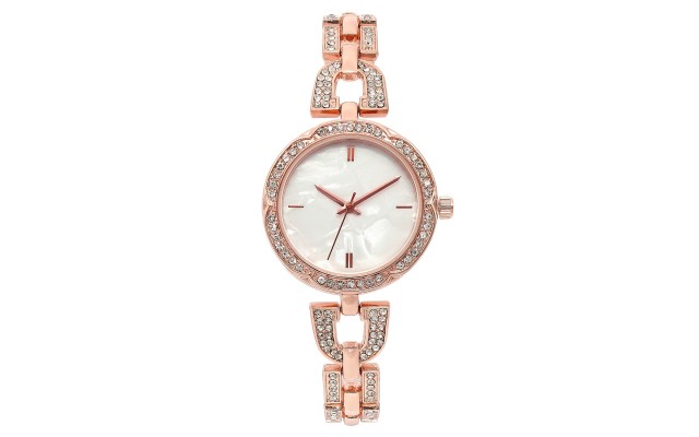  Women’s Rose Gold-Tone Crystal Bracelet Watch 32mm