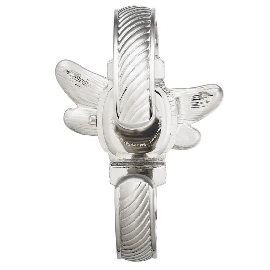  Women’s Silver-Tone Cuff Bracelet Dragonfly Watch 25mm