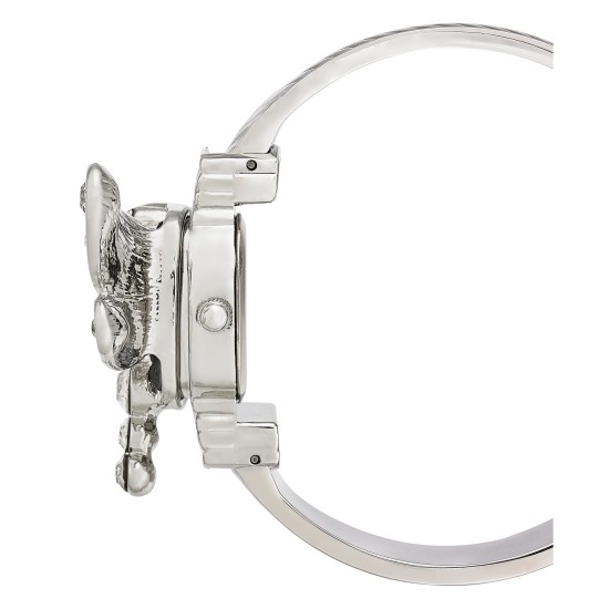  Women’s Silver-Tone Cuff Bracelet Dragonfly Watch 25mm