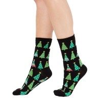 Charter Club Women’s Tree Crew Socks (Black, 9-11)
