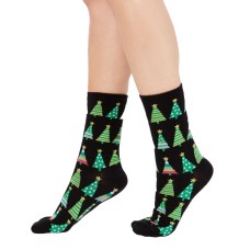 Charter Club Women’s Tree Crew Socks (Black, 9-11)