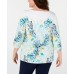  Womens White Knit Printed Pullover Top Shirt