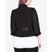  Trendy Plus Size Chiffon-Sleeve Blazer (Black, 16/S)