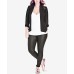  Trendy Plus Size Chiffon-Sleeve Blazer (Black, 16/S)