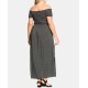  Trendy Plus Size Off-The-Shoulder Maxi Dress (Black , Size:18W)