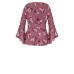  Womens Plus Crepe Floral Print Blouse (Black , Size:14W)