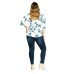  Womens Plus Size White Blue Floral Ruched V-neck Wrap Top (Natural, 22W)