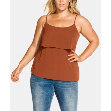 City Chic Womens Plus Tank Shell Camisole Top Espresso