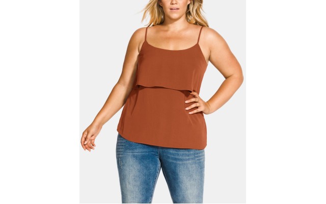  Womens Plus Tank Shell Camisole Top Espresso, Espresso, 16W