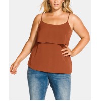 City Chic Womens Plus Tank Shell Camisole Top Espresso, Espresso, 20W