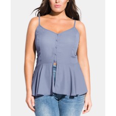 City Chic Women’s Trendy Plus Size Split Ruffle-Hem Top (Mist, 18W)