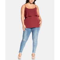 City Chic Women’s Trendy Plus Size Tiered Tank Blouse (Paprika,14W)