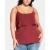  Women’s Trendy Plus Size Tiered Tank Blouse (Paprika,14W)