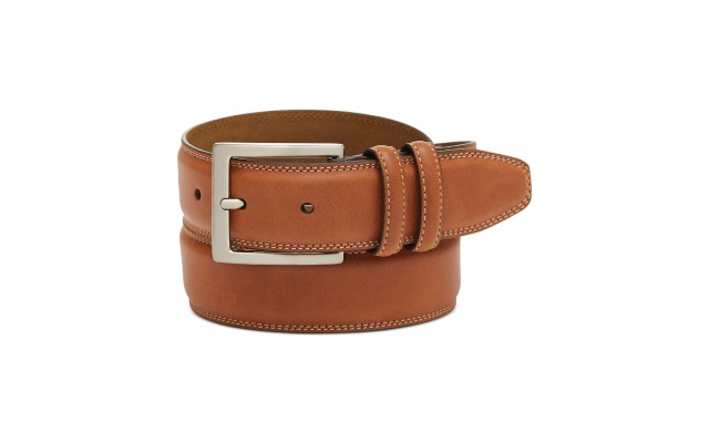  Feather Edge Double Keeper Dress Belts, Brown, 44 R