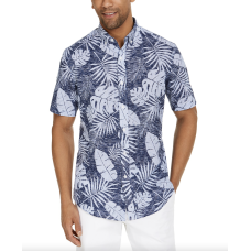 Club Room Men's Brody Leaf Tropical Print Short Sleeve Shirt