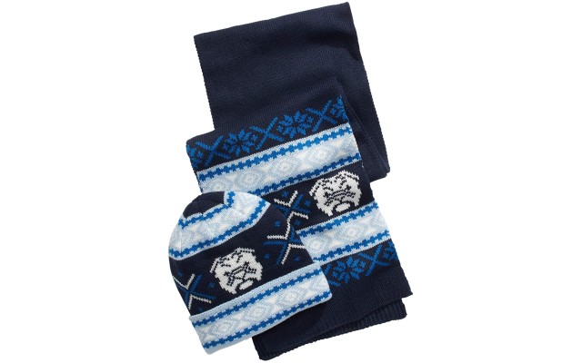  Men’s Bulldog Hat & Scarf Set (Blue Navy)